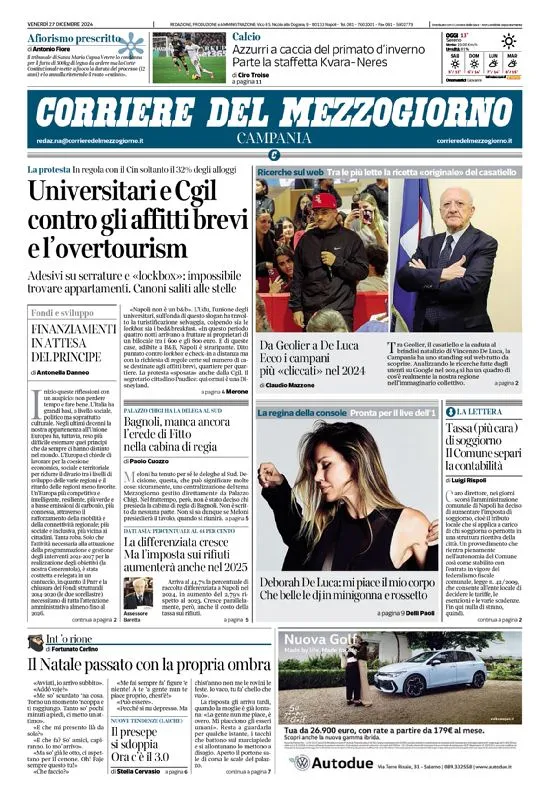 Prima-pagina-corriere del mezzogiorno-del-2024-12-27